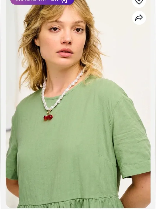 Lucy & Yak Mia Cotton Midi Dress Garland Sage Green Seersucker Lagenlook Boho - Picture 7 of 11